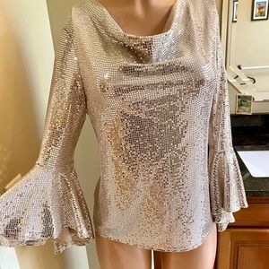 Shimmery Champagne Sequin Top by Prelude, Sz M